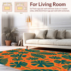 Tropical Leaf And Flower Pattern Rug