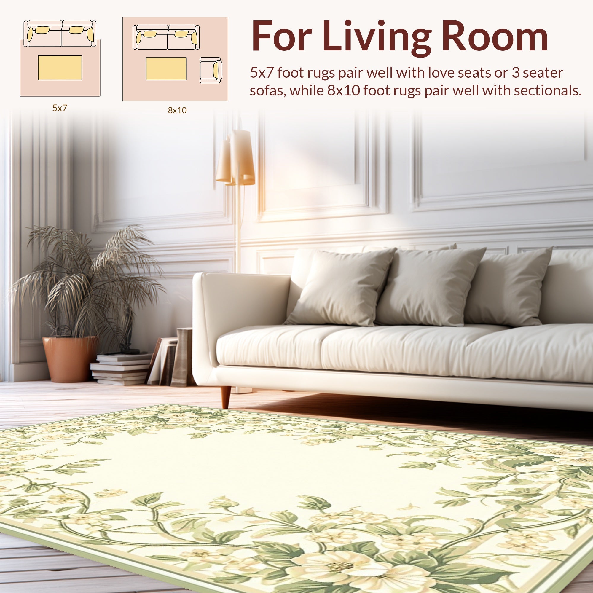 Vintage Floral Vine Scroll Pattern Rug