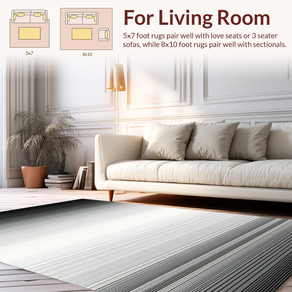 Modern Horizontal Stripe Gradient Rug