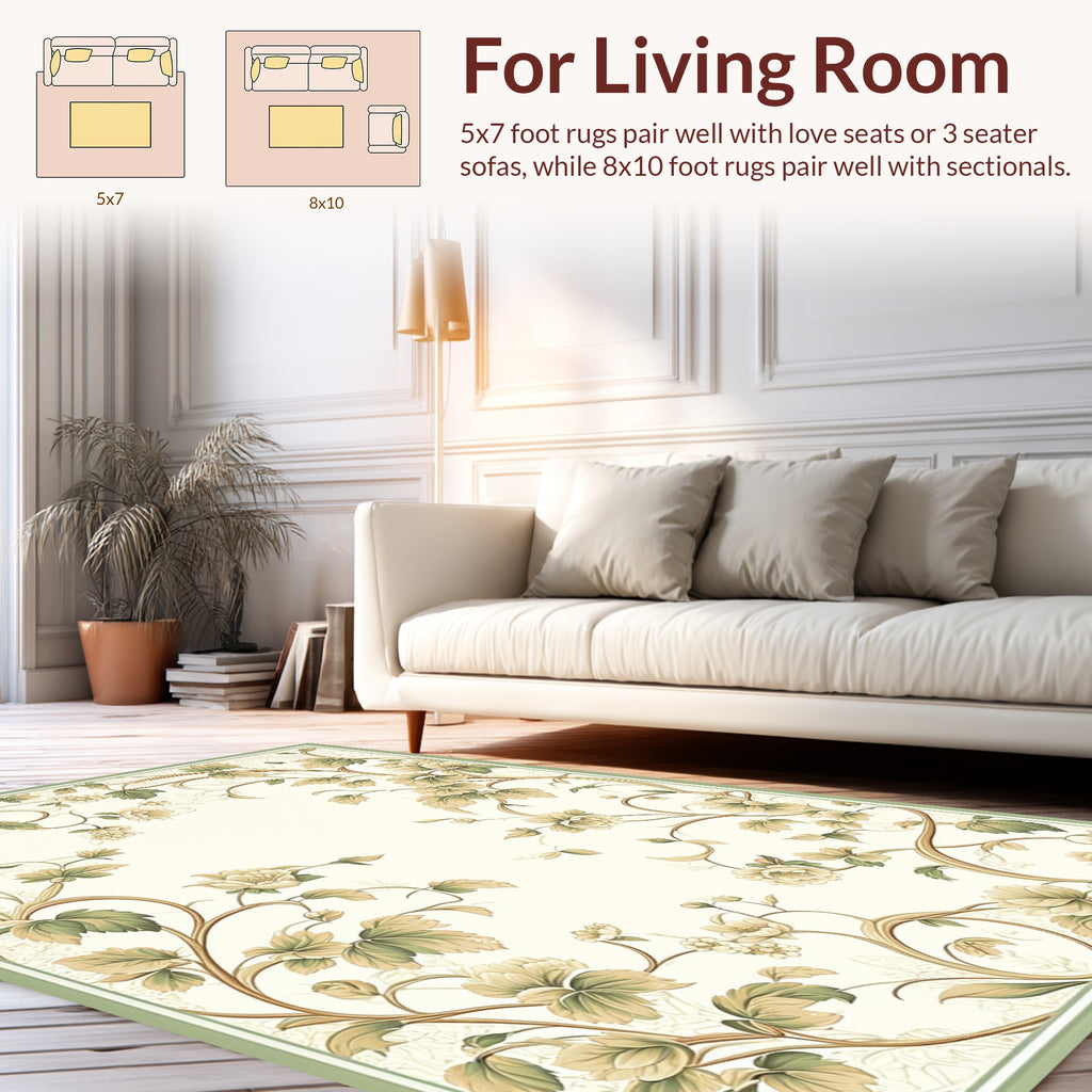 Vintage Floral Vines Pattern Design Rug