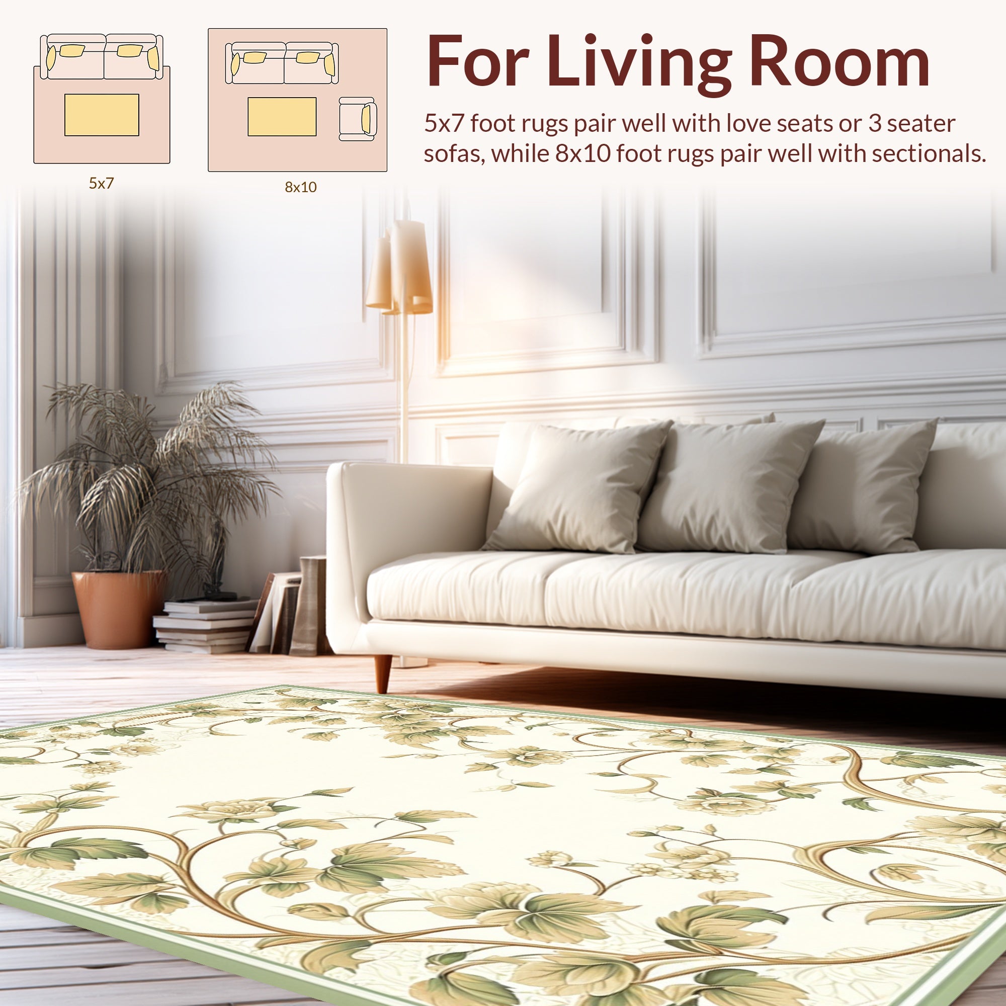 Vintage Floral Vines Pattern Design Rug