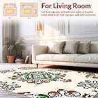 Ornate Green Brown Floral Medallion Rug