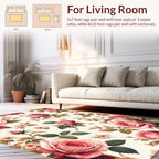 Pink Roses Delicate Blossoms Pattern Rug