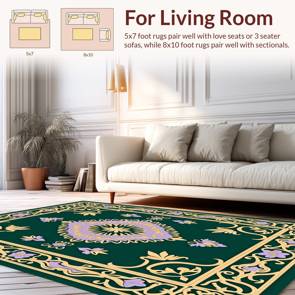 Elegant Floral Border Repeating Pattern Rug