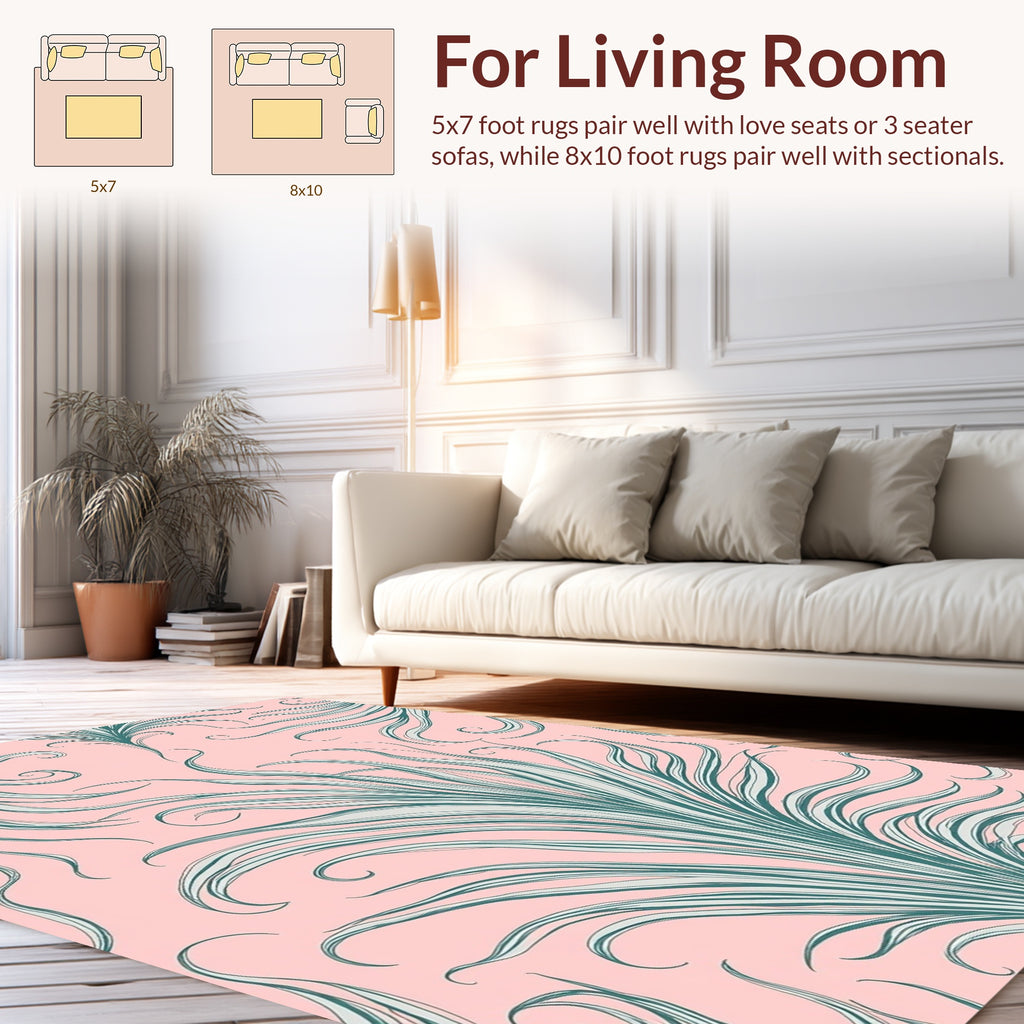 Abstract Swirling Feather Pattern Rug