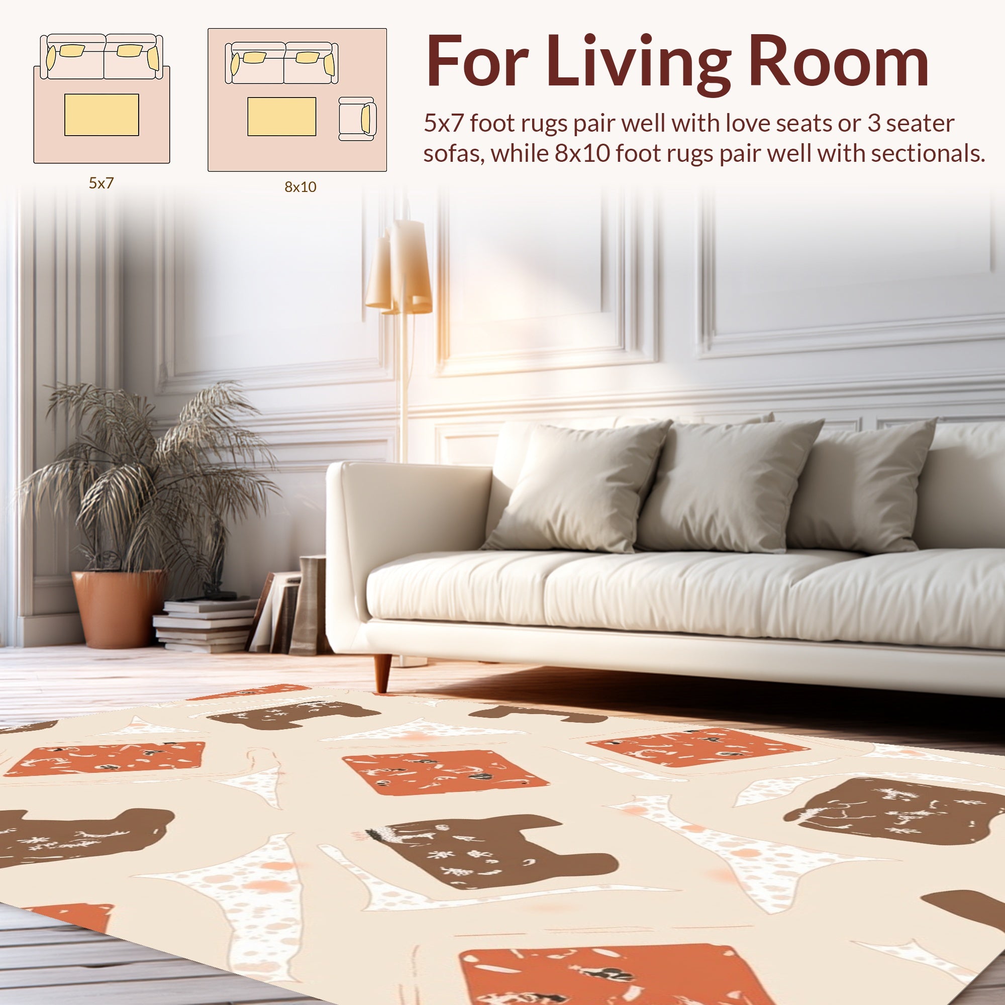 Abstract Organic Shapes Terracotta Rug