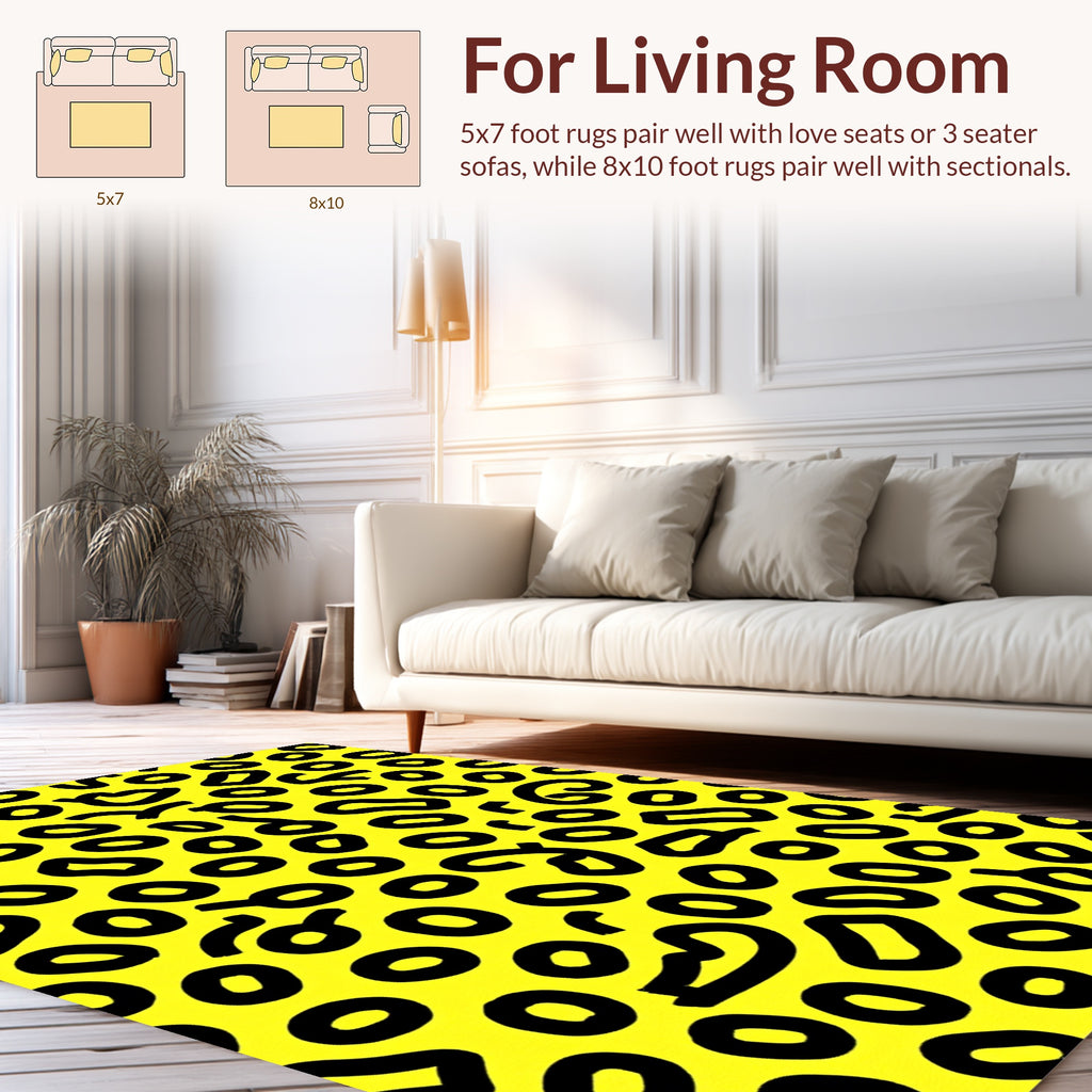 Bold Yellow Outline Shapes Rug