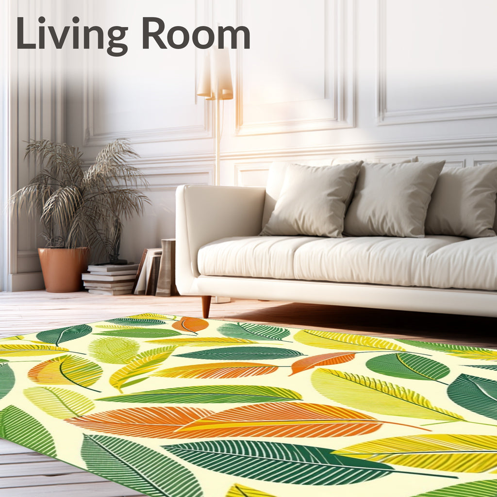 Tropical Leaf Pattern With Vibrant Hues Rug