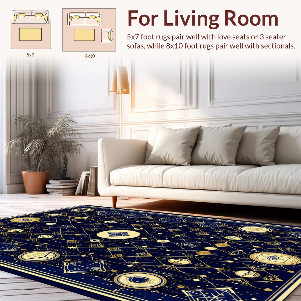 Celestial Geometric Starburst Pattern Rug