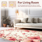 Pink Cherry Blossom Branch Art Rug