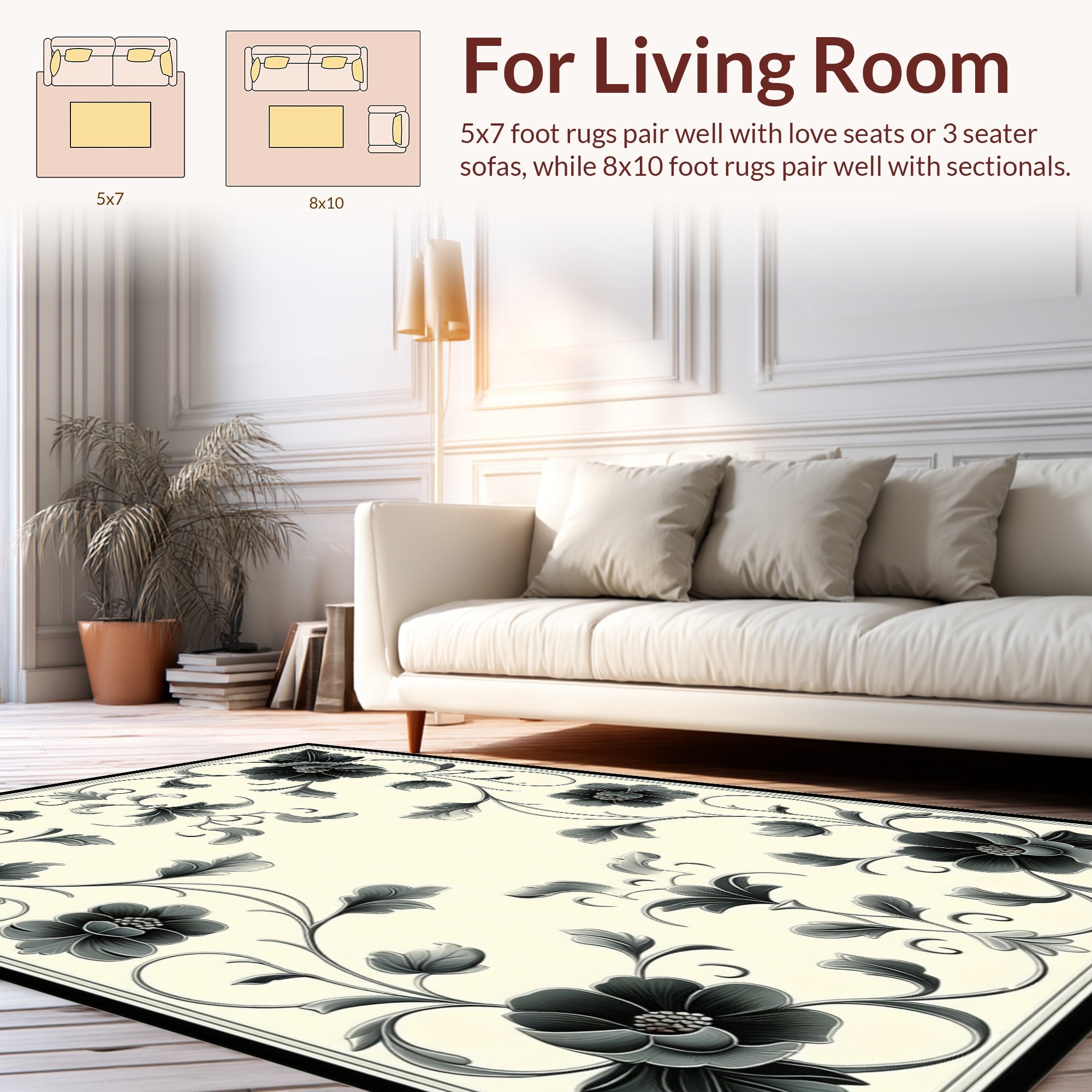 Classic Floral Scrollwork Design Rug