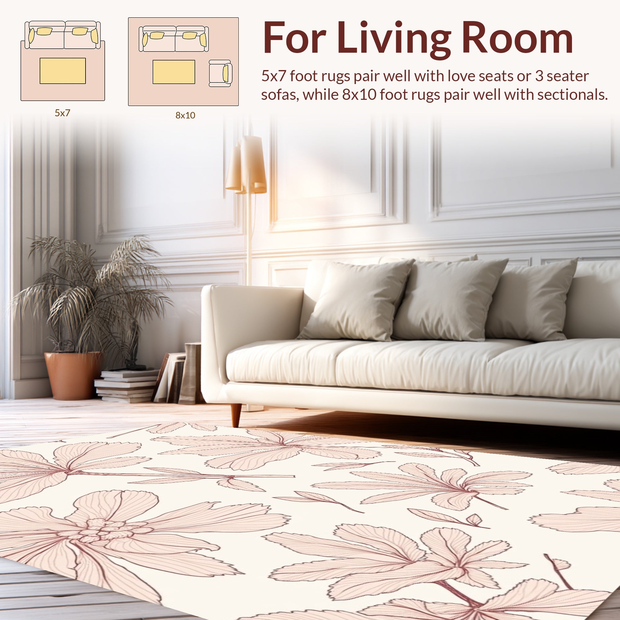 Delicate Botanical Floral Pattern Design Rug