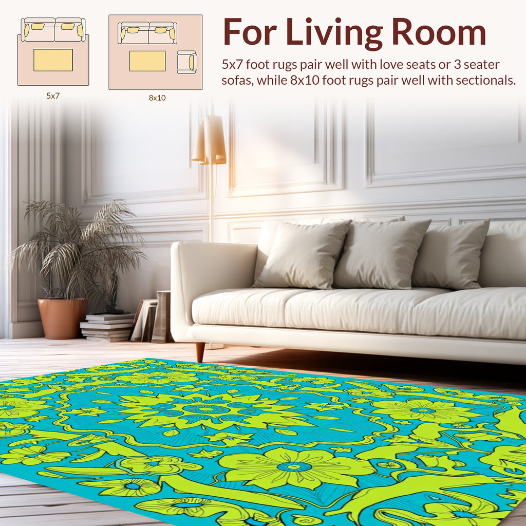 Vibrant Floral Symmetry Pattern Rug
