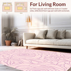 Delicate Pink Rose Outline Pattern Rug