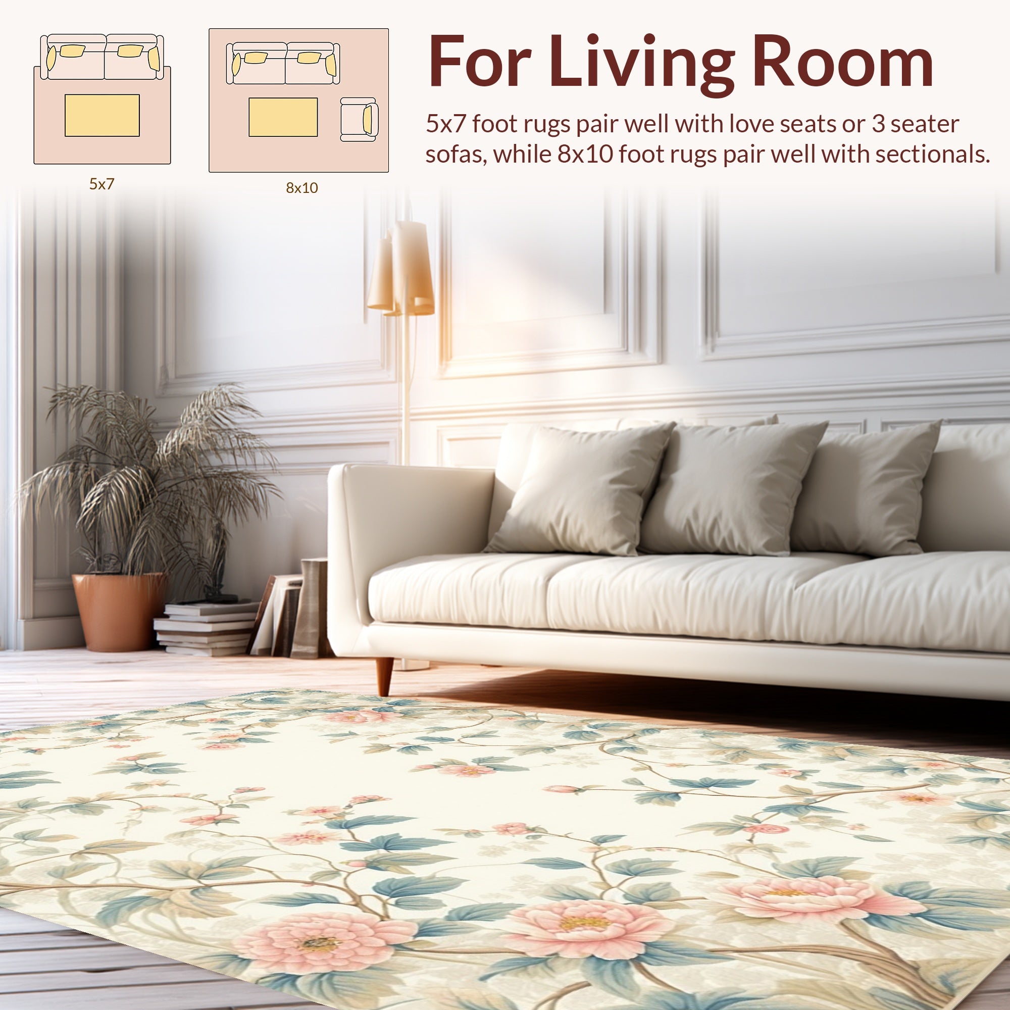 Pastel Floral Vine Pattern Rug