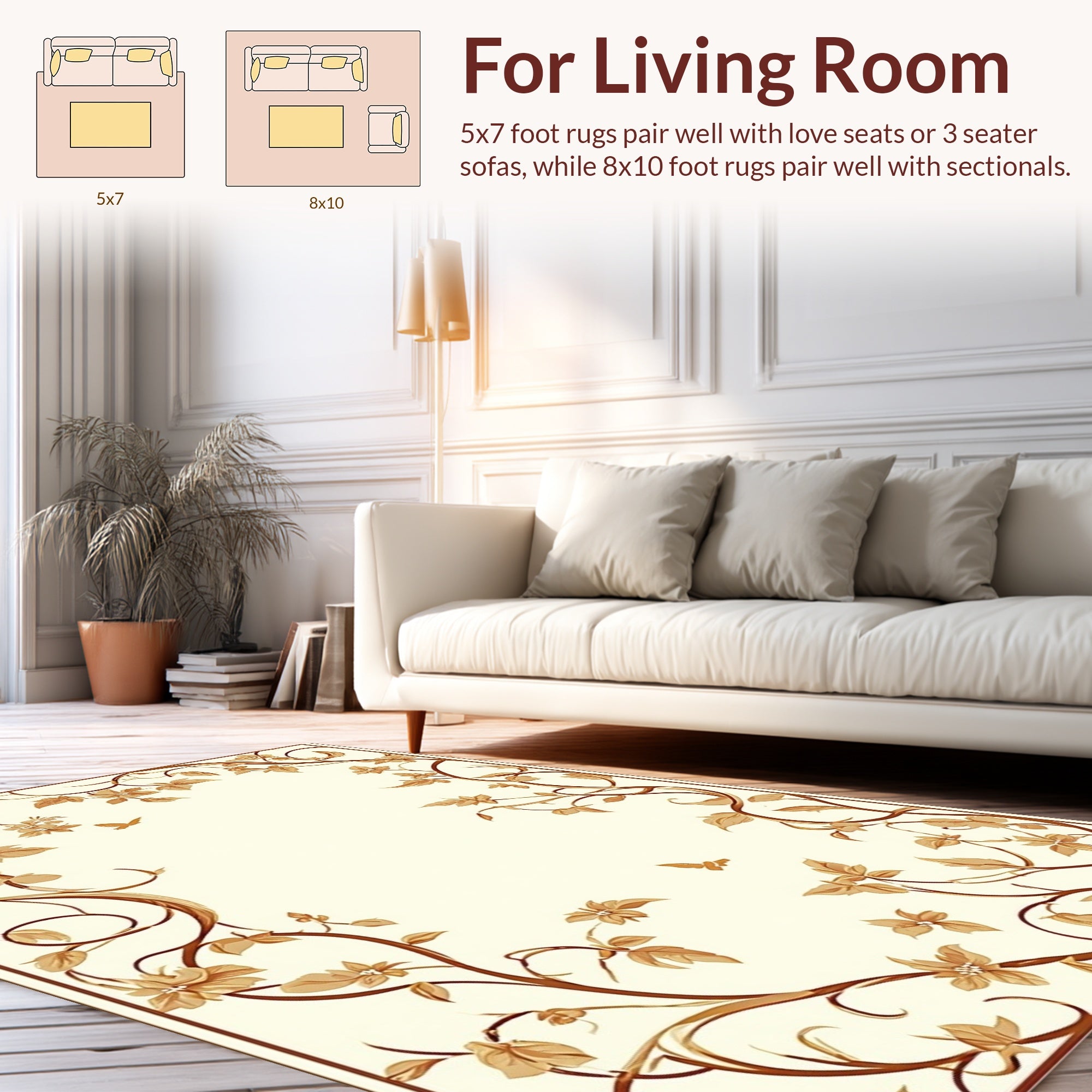 Vines And Floral Motifs Rug