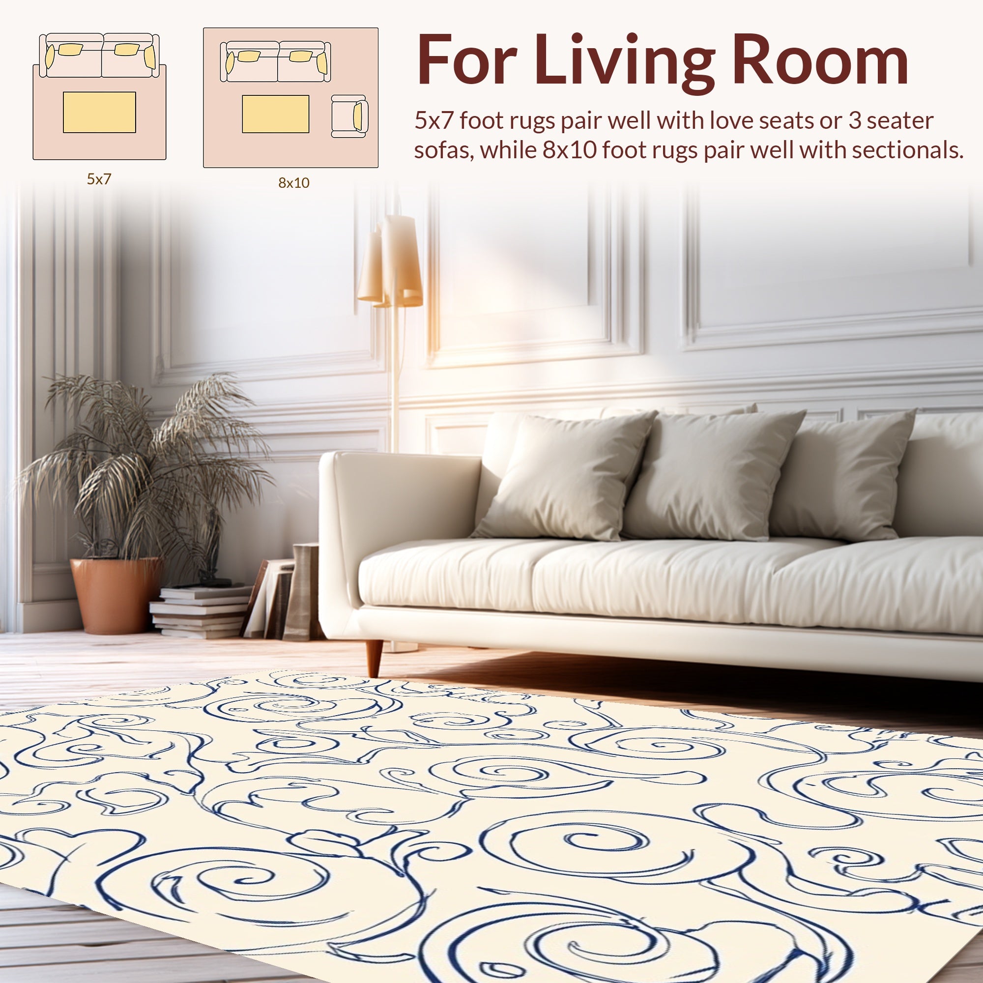 Abstract Swirl Vine Pattern Rug