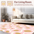 Abstract Pink Gold Blob Pattern Rug