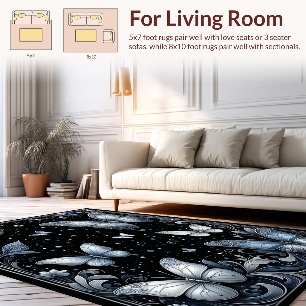 Enchanting Butterfly Night Sky Design Rug