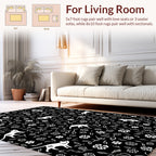 Whimsical White Cat Floral Pattern Rug