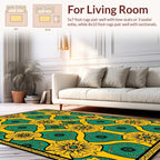 Bold Floral Yellow Emerald Pattern Rug