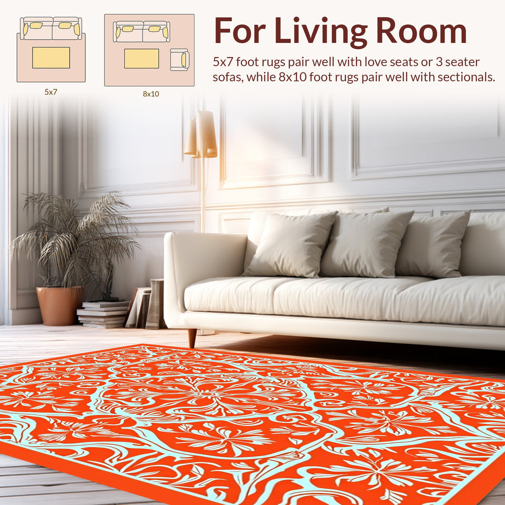 Elegant Floral Symmetry Pattern Rug