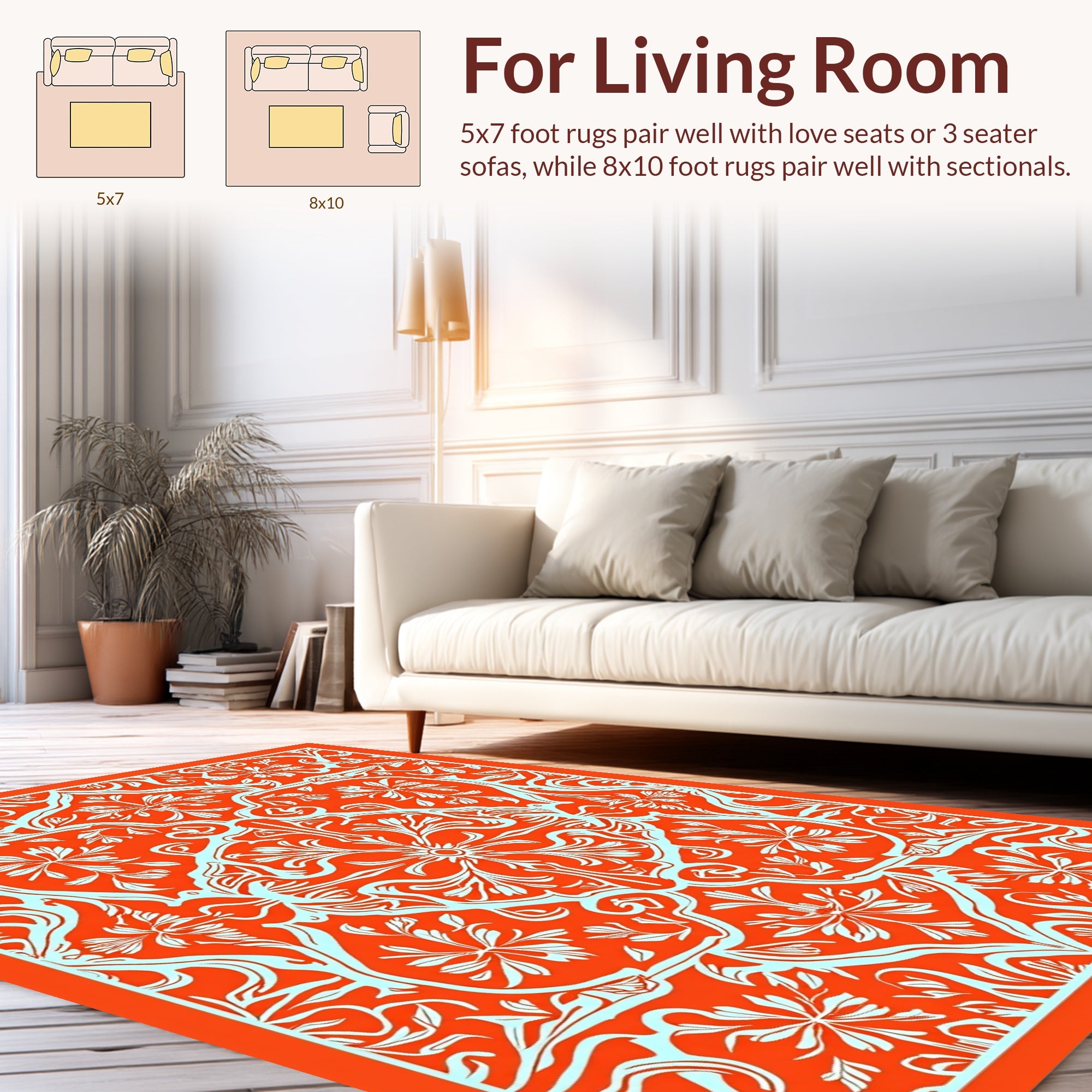 Elegant Floral Symmetry Pattern Rug