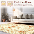 Ornate Floral Pattern Cream Rug