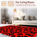 Bold Red Black Animal Print Design Rug