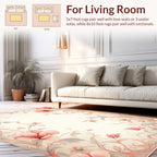 Soft Coral Floral Scroll Pattern Rug