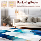 Abstract Blue Gold Swirl Design Rug