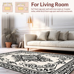 Ornate Floral Border Scroll Scrollwork Design Rug