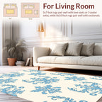 Classic Blue Floral Acanthus Damask Pattern Rug