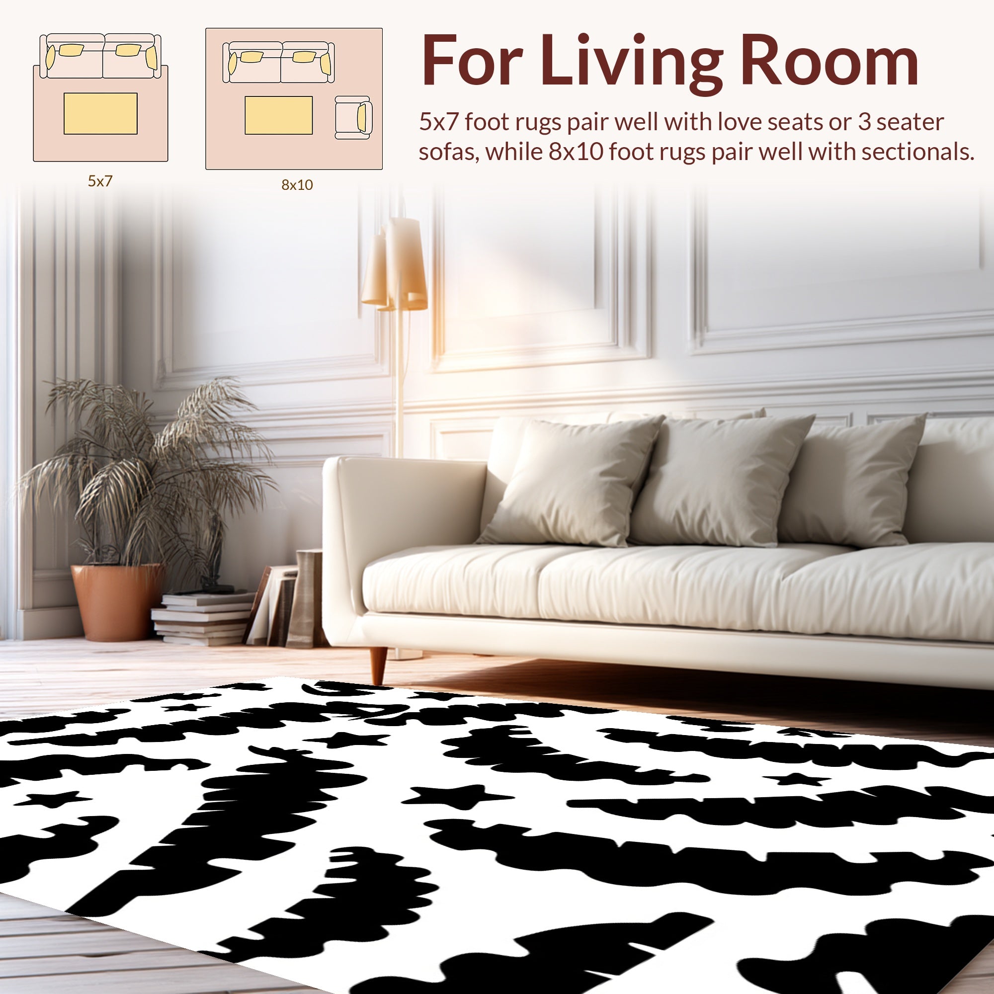 Abstract Star And Wavy Shapes Rug