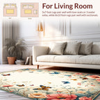 Whimsical Floral Butterfly Garden Design Rug