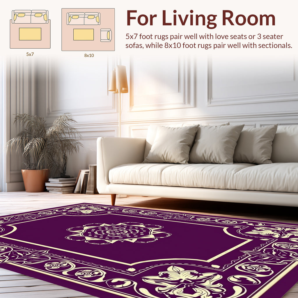Ornate Mandala Floral Border Rug