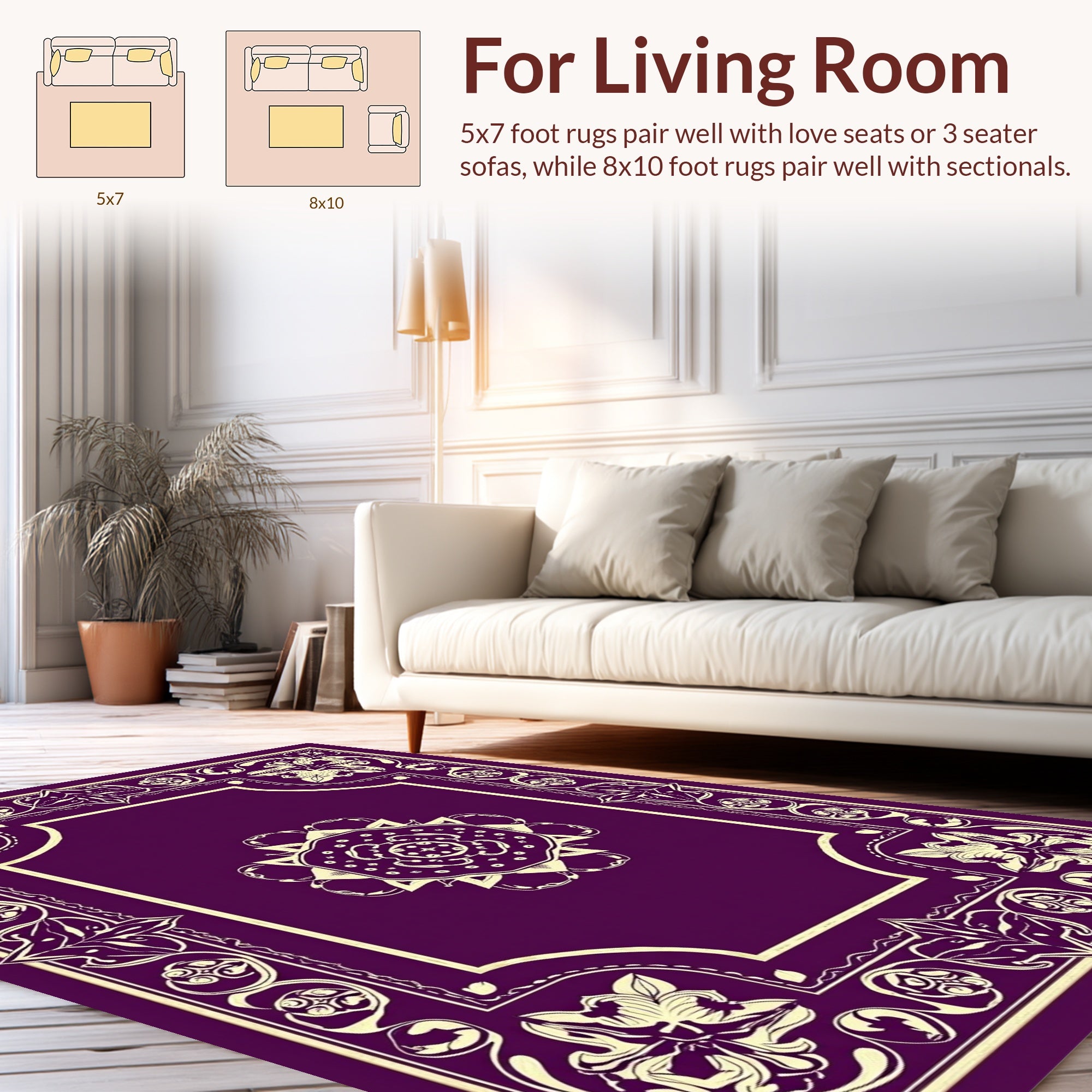 Ornate Mandala Floral Border Rug