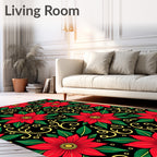 Crimson Floral Swirl Foliage Rug