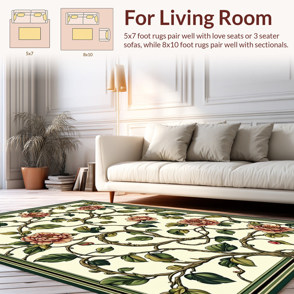 Vintage Floral Branch Pattern Rug