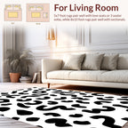 Abstract Black White Curvy Pattern Rug