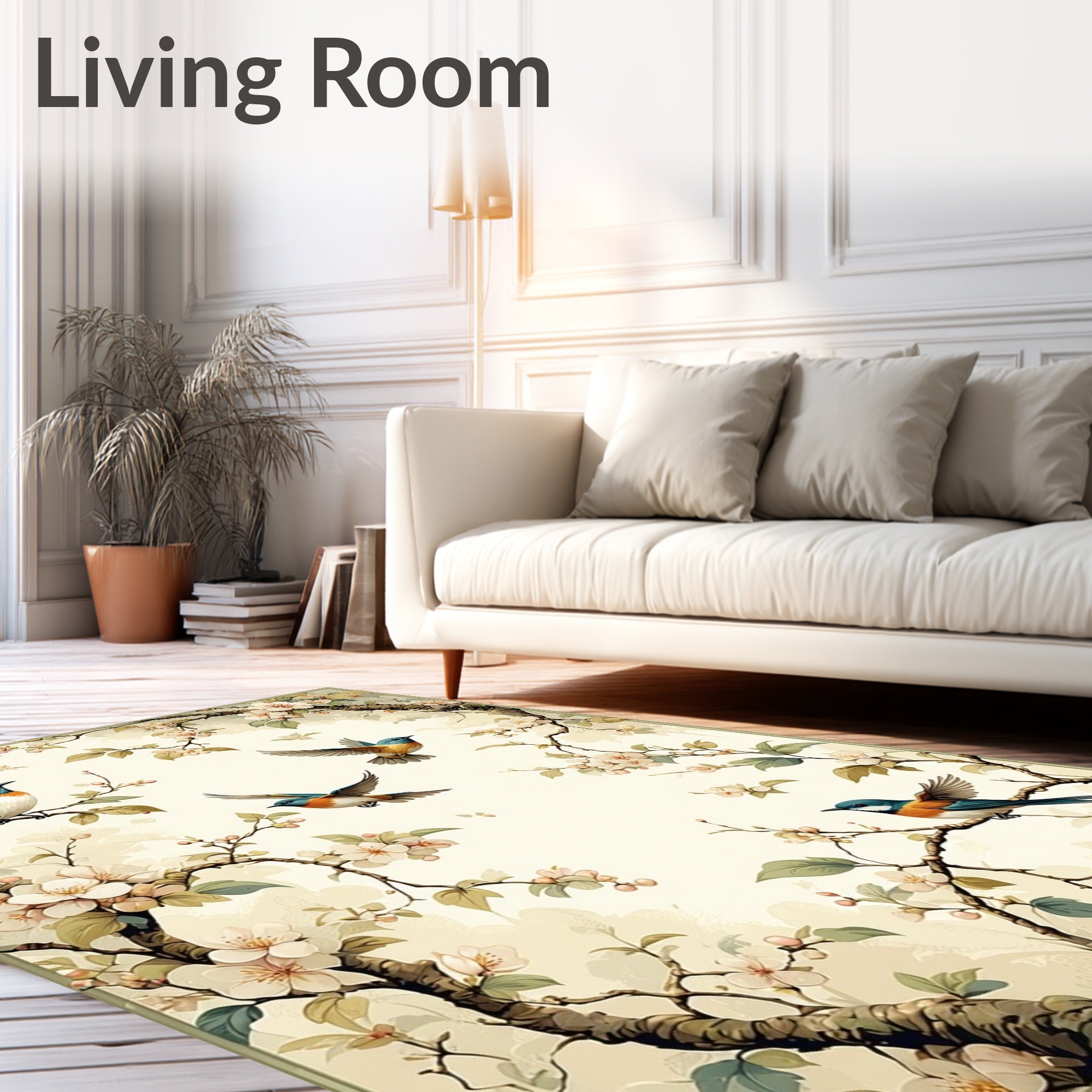 Spring Birds and Blossom Branches Rug