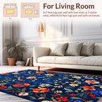 Vintage Floral Pattern on Deep Blue Rug