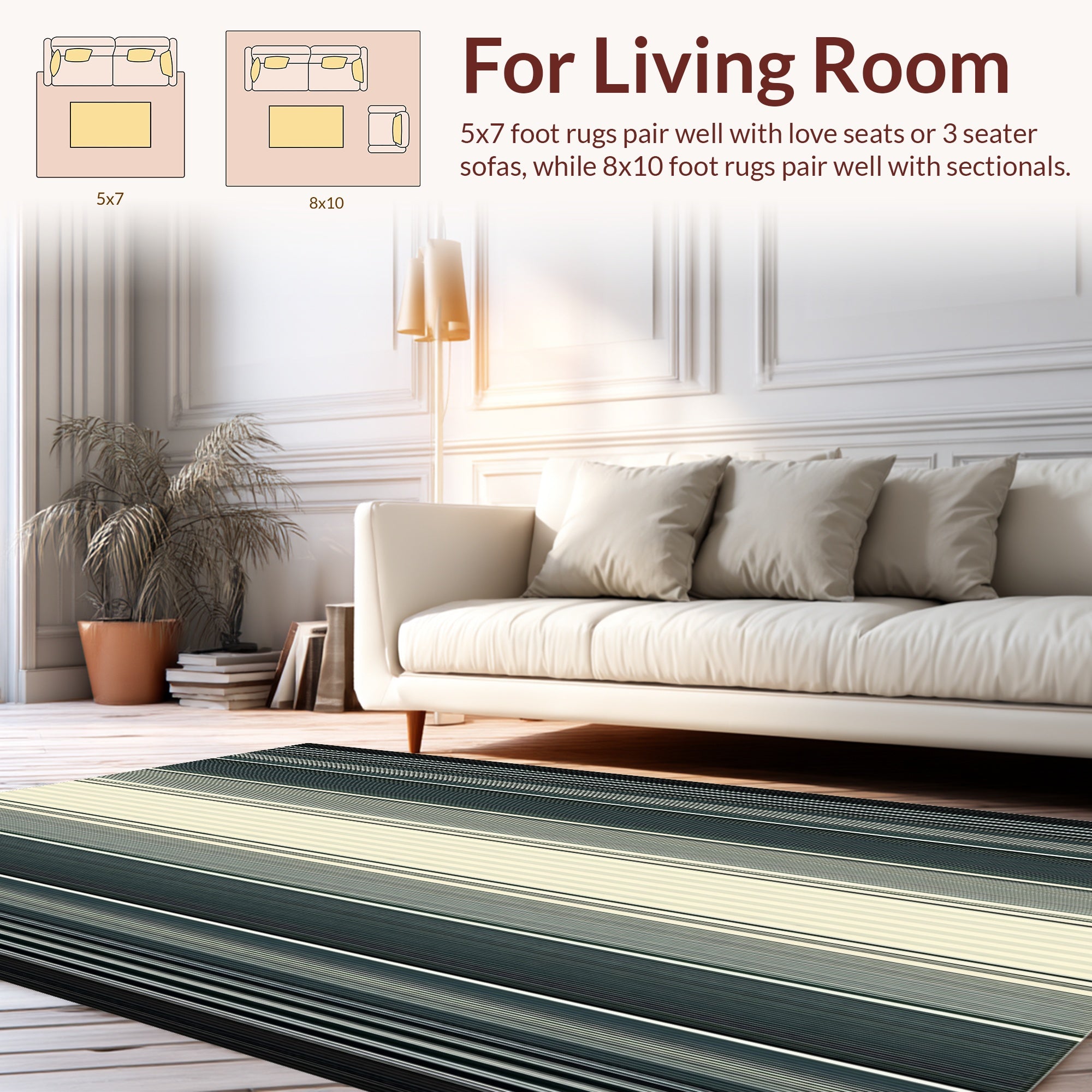 Monochromatic Gradient Stripe Pattern Rug