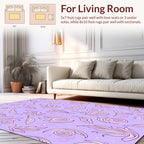 Whimsical Pastel Leaf and Swirl Pattern Rug