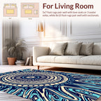 Symmetrical Aqua Swirl Mandala Pattern Rug