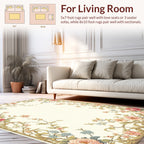 Floral Swirls With Pink Blue Flowers Rug