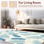 Tropical Leaf Patterned Blue Fibers Rug