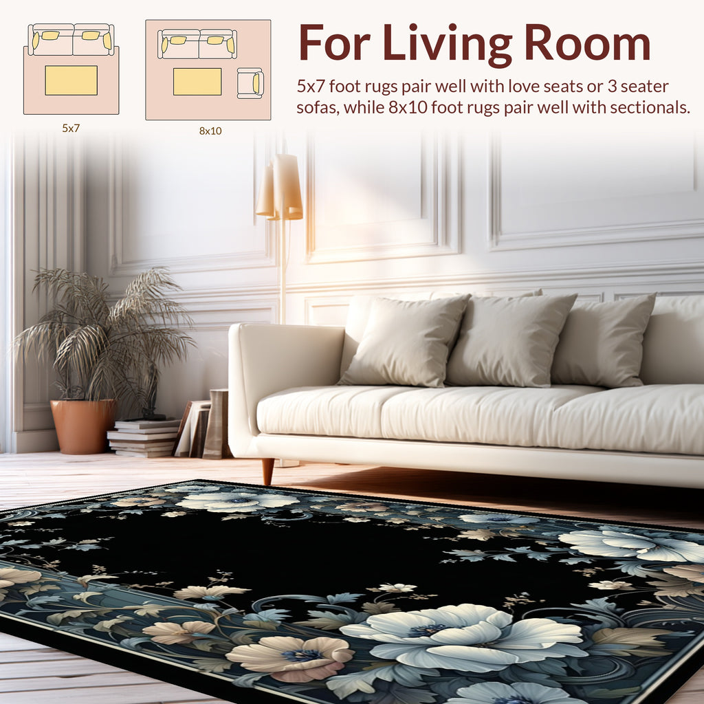 Ornate Floral Scrollwork Pattern Rug