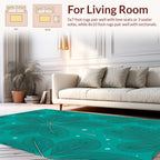 Teal Featherleaf Patterned Graphic Rug