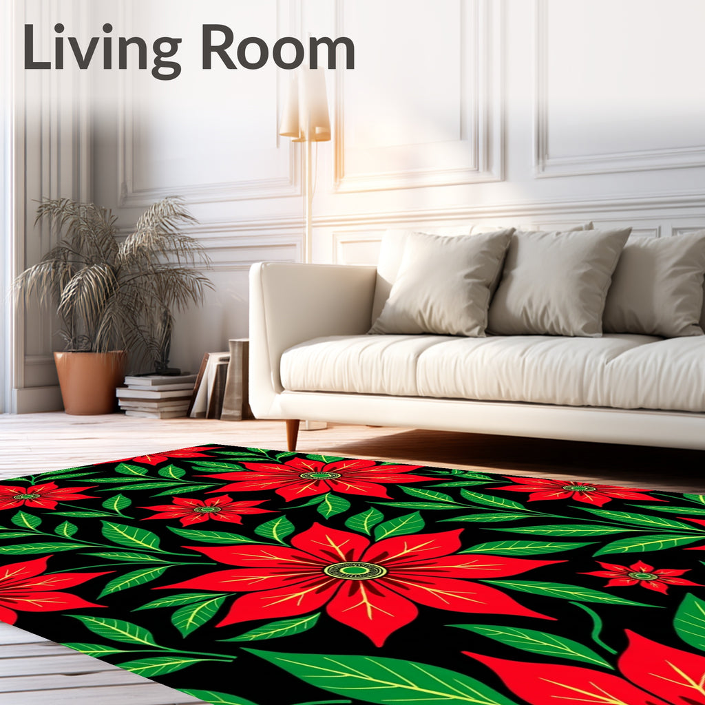 Bold Red Floral Vine Garden Rug